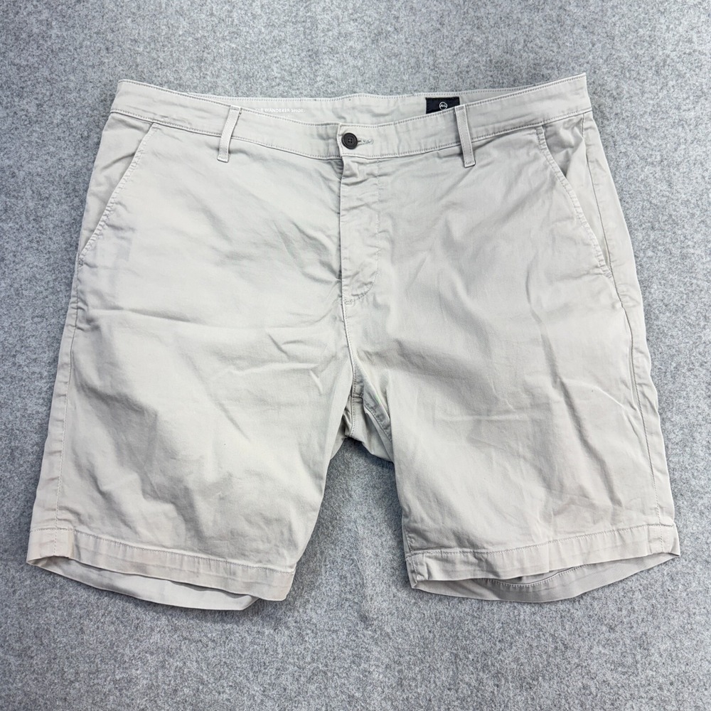 AG Adriano Goldschmied Wanderer Shorts 40R‎ Khaki Slim Fit Chino Stretch Mens